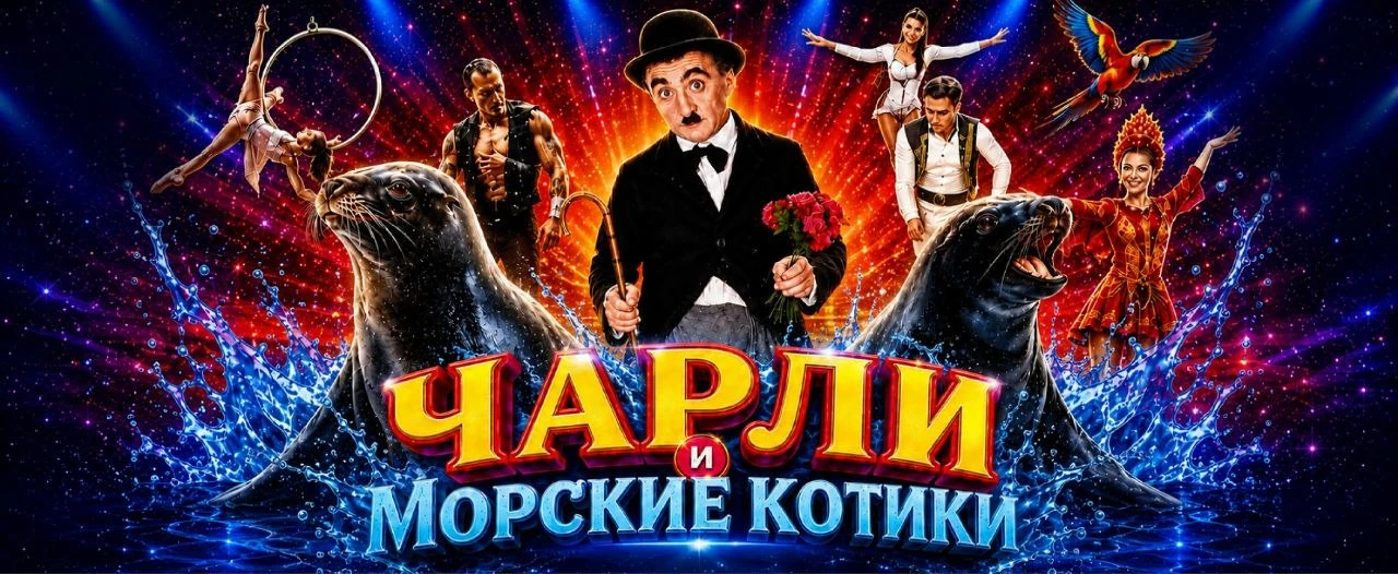 «Чарли жана деңиз мышыктары» үй-бүлөлүк шоусунун афишасы — Circus Asia
